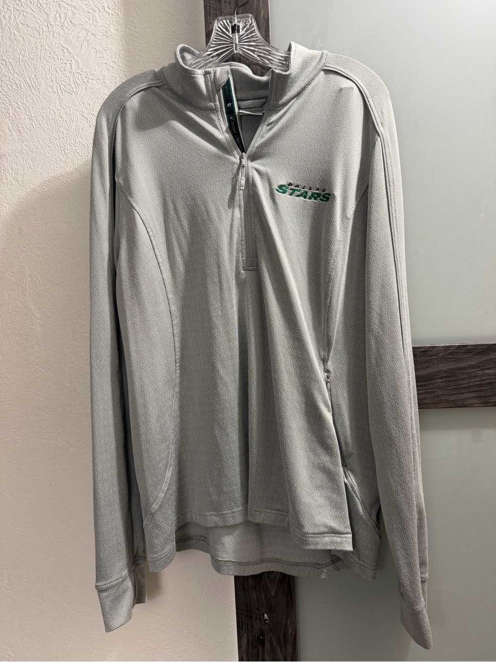 Dallas Stars Light Gray Quarter-Zip Pullover with Green Stars Accent